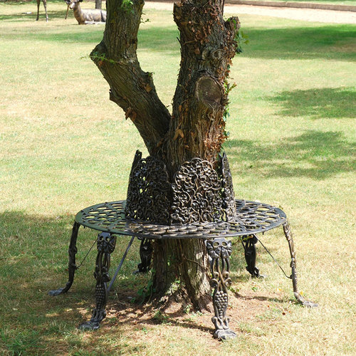 Small Black Gold Tree Bench Seat