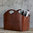 Curved Leather Magazine Storage Basket With Handles