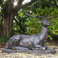 Laying Cast Iron Garden Stag Ornament