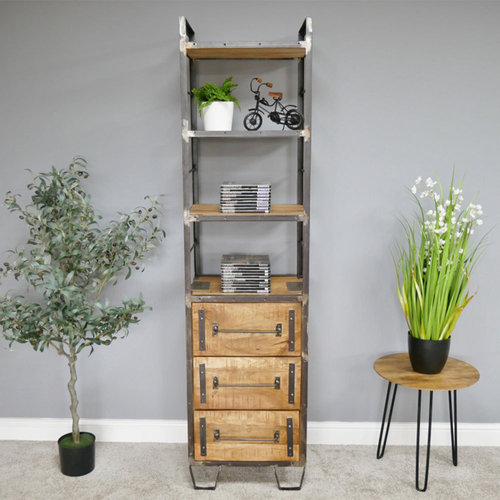 Industrial Style Wooden Floor Standing Bookcase