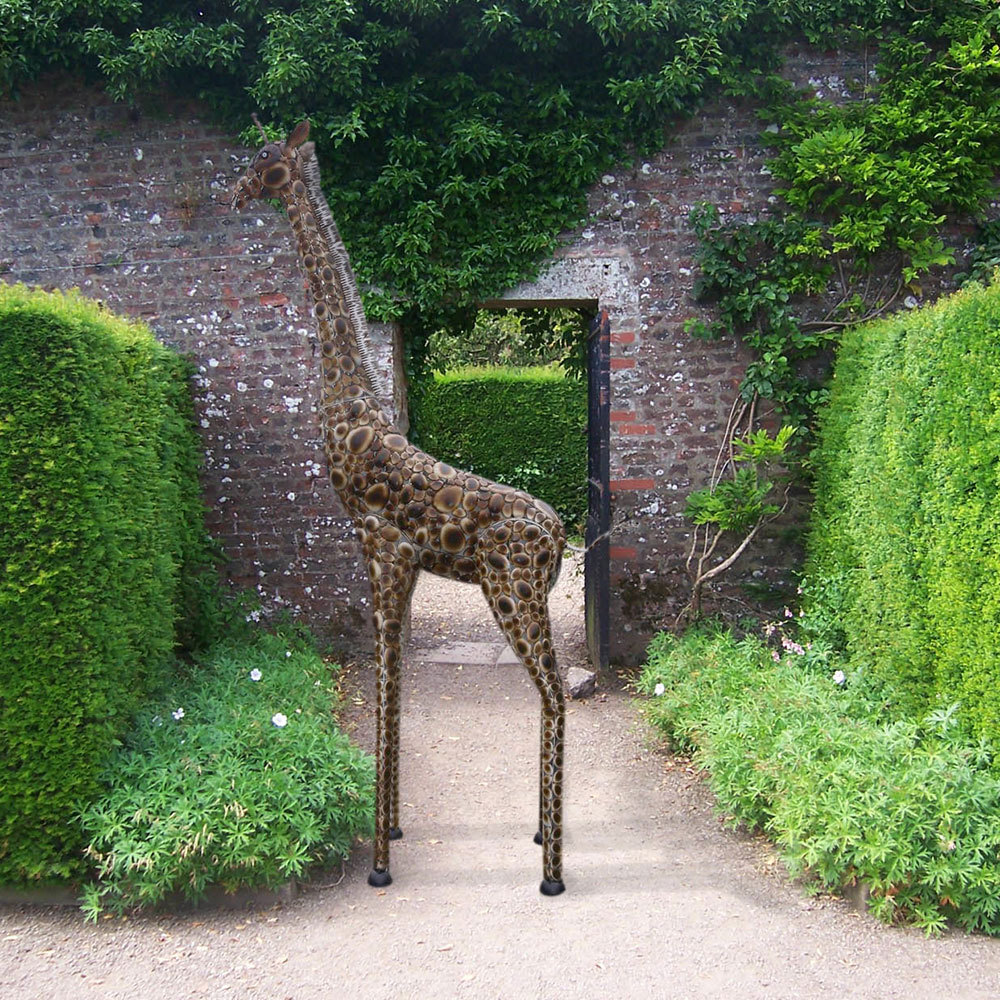 Large Metal Giraffe Sculpture|Giraffe Garden Statue - Candle and Blue