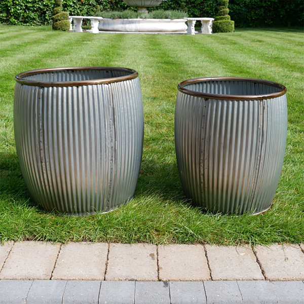 Metal garden planters and dolly tubs