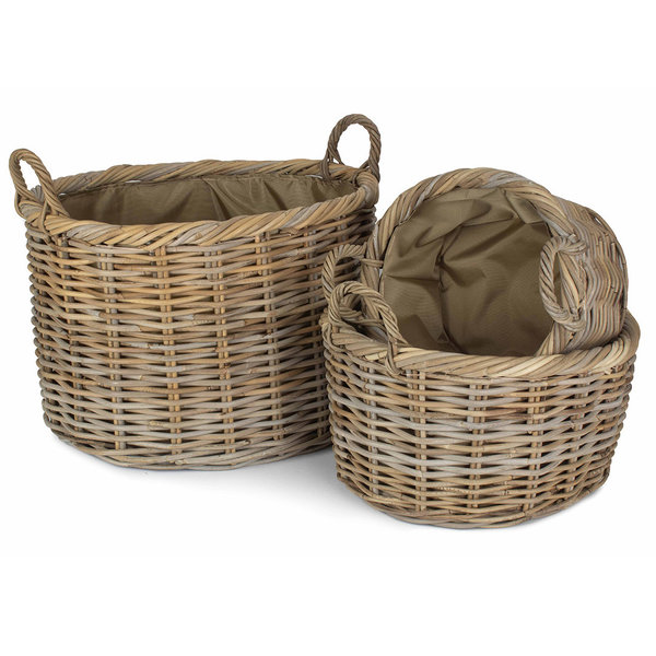 Set of 3 Willow Log Baskets