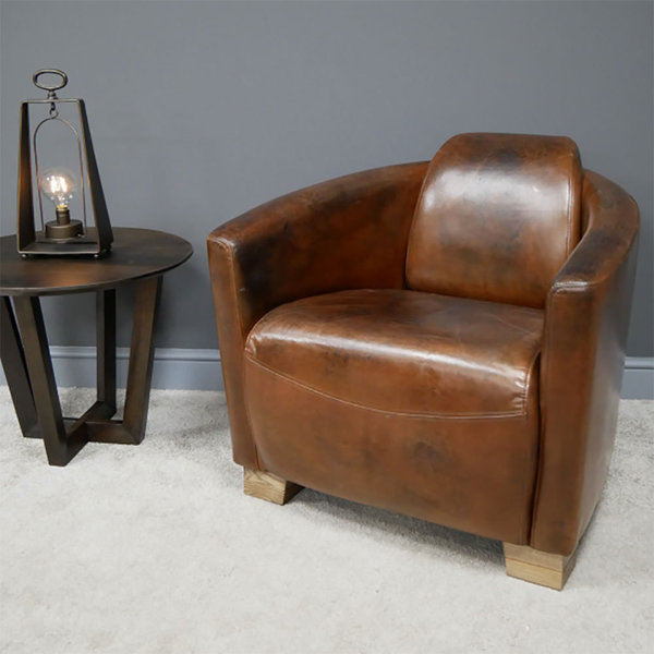 Vintage Style Brown Leather Armchair