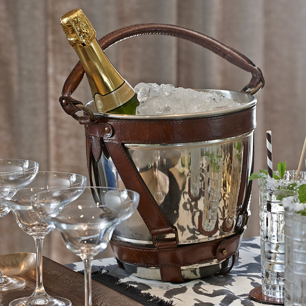 Luxury Leather And Nickel Champagne Ice Cooler Bucket