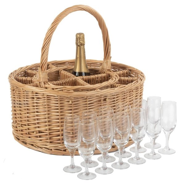 Picnic Willow Wine And Glass Carrier Basket