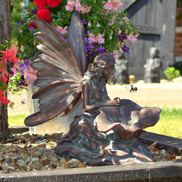 Magical Fairy Kneeling Garden Sculpture