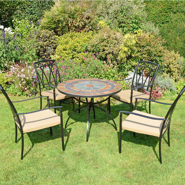 Villena 91cm Round Table 4 Ascot Chairs