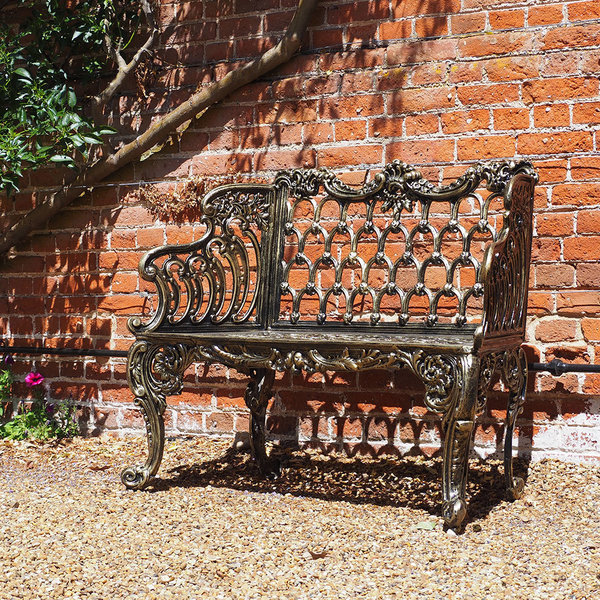 Antique Style Colonial Metal Garden Bench