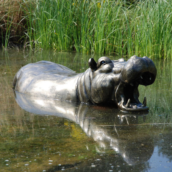 Half Hippo Lying in the Ground Sculpture